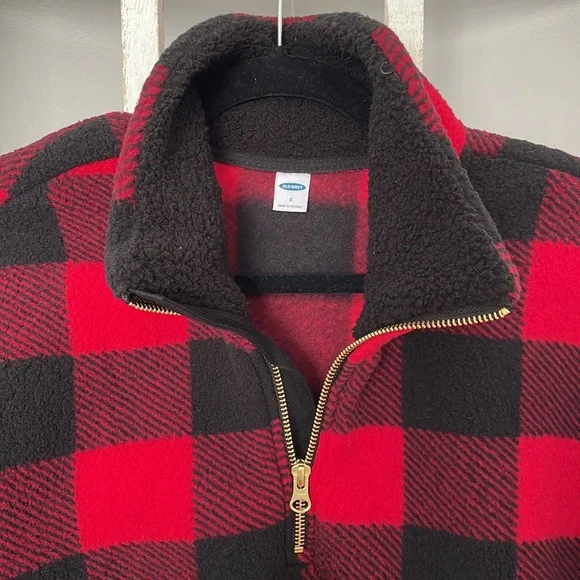 NWT Old Navy Buffalo Plaid Pullover Quarter Zip Fleece - Picture 5 of 9